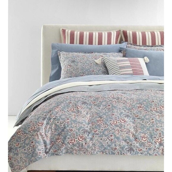 Ralph Lauren Maddie Reversible Floral Duvet Cover ONLY Full/Queen Blue
